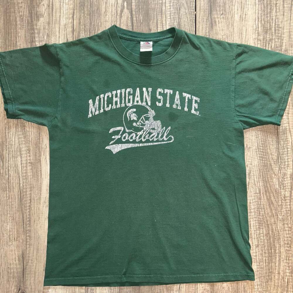 Vintage 00s Michigan State University Spartans  Green Cotton T Shirt XL E20